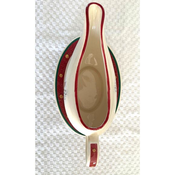 Royal Seasons Stoneware Snowman Scene Gravy/Sauce Boat & Drip Plate-Holidays EUC - Picture 4 of 7